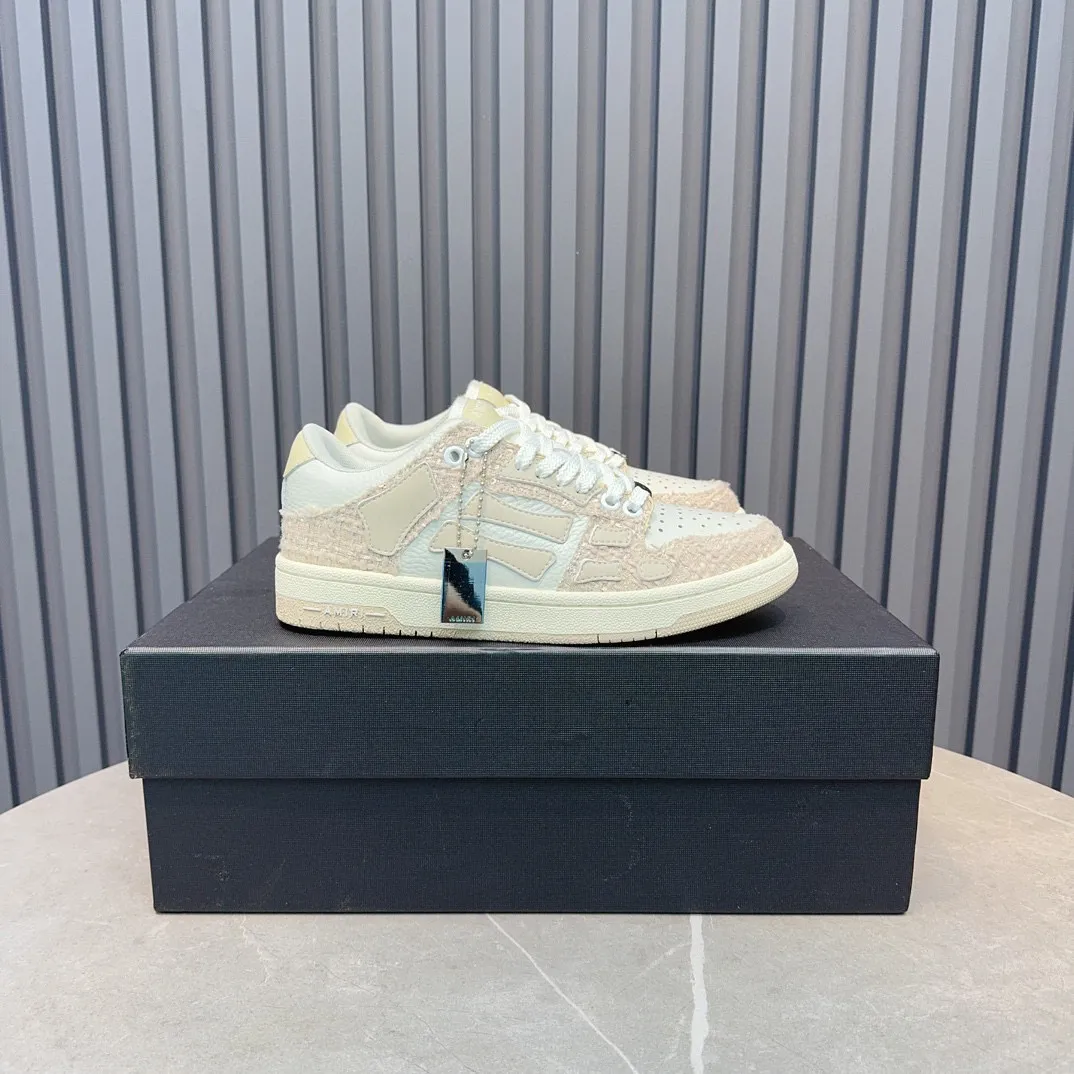Men's men's shoes 💰600 AMIRI high street sneakers with bone sports shoes, toe layer cowhide upper, upper side bones, hand-stitched, good three-dimensional effect, customized metal LOGO, size 38-45 46